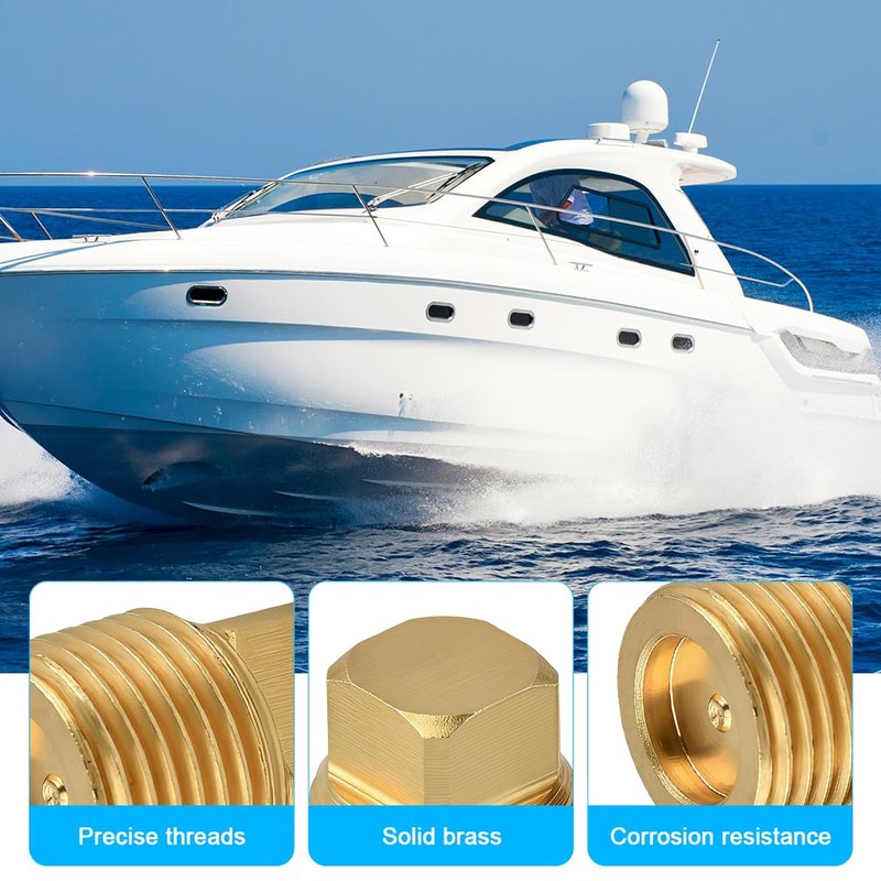 4 Pack 1/2" NPT Boat Drain Plugs Solid Brass Boat