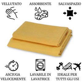 Casatessile Giallo Microfibre Hand Towels Pair 1 cm 40 x 60 cm + 1 cm 50 x 100 cm