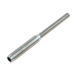 Hand Swage Threaded Terminal for 3/16" Cable (10 Pieces/Pack), 1/4"-20 SS316 Hand-Crimp Thread Stud