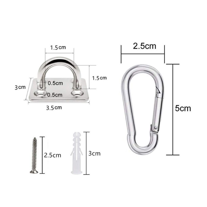HOMPER 4Pcs M5 304 Stainless Steel Oblong Pad Eye Plate