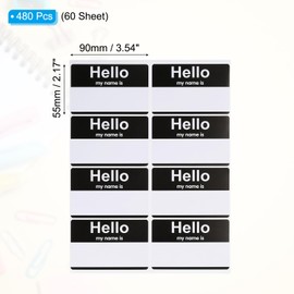PATIKIL Name Tag Stickers, 480 Pcs Hi My Name is Stickers Removable Labels for Clothes Daycare Classroom Office Meeting, Black