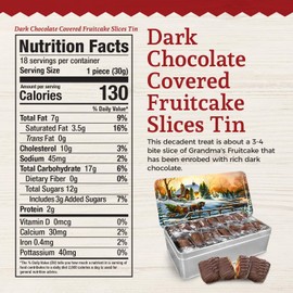 Beatrice Bakery Co Grandma's Original Individually Wrapped Fruitcake Slices, Real Fruit and Nuts Freshly Made, Brandy, Bourbon and Rum Fruitcake, Est. 1917 (16 Ounce Tin, Dark Chocolate)