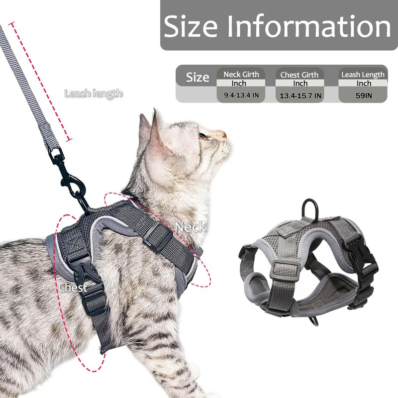 YUBBYSTU Cat Harness and Leash Set for Walking, Adjustable Kitten