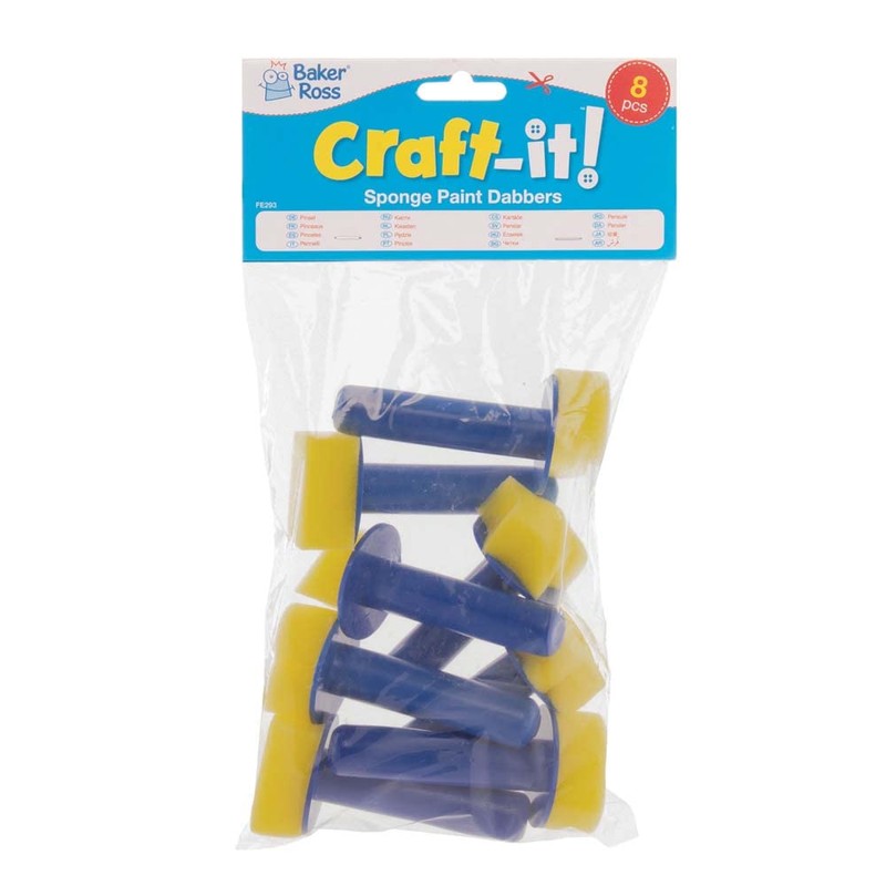 Baker Ross FE293 Sponge Paint Dabbers - Pack of 8,