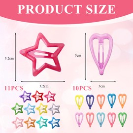 Pack of 11 luminous star hair clips and 10 luminous heart-shaped hair clips, suitable for parties, daily hair accessories for women, teenagers and girls, suitable for various festivals
