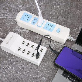 USB Charger, 5V 10A 50W 10 Ports USB Hub Charging Station USB Fast Charger Block for Phone Tablet MP3 MP4 DV (EU Plug)