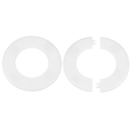 HARFINGTON 2pcs Wall Split Flange 78mm/3.1" Self-Adhesive Plumbing Cover Plates ABS Plastic Round Escutcheon Plate Buckle Design for Water Pipe Bathroom Kitchen Decoration, White