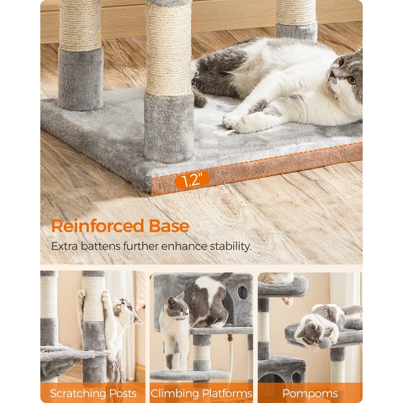 FEANDREA Cat Tree, Cat Tower for Indoor Cats, 56.3-Inch Cat