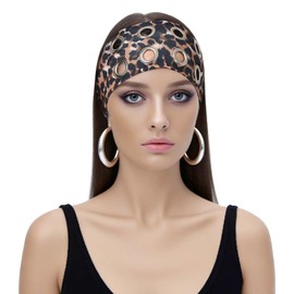 MILAKOO Leopard Print Headband Big Grommet Eyelet Design Y2K Vintage Fashion Hairband Stretchy Headwrap
