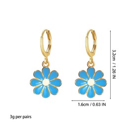 Daisy Huggie Hoop Earrings for Women Flower Dangle Drop Earrings Hypoallergenic Cute Sunflower Jewelry Gifts White Hot Pink Yellow Black Blue