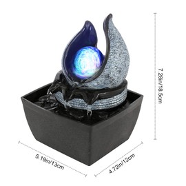 Dyna-Living Table Fountain with Rolling Ball, Table Top Water Fountain with Rolling Ball, Waterfall Fountain, for Indoor Water Fountain for Home Office Decor, Polyresin, 13 x 12 cm x 18.5 cm, Style 2