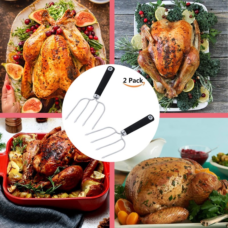 Turkey Lifter Forks Set of 2 Stainless Steel Turkey Lifters