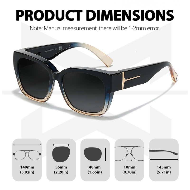 Myiaur Fit Over Glasses Sunglasses for Women, Trendy Oversized Polarized