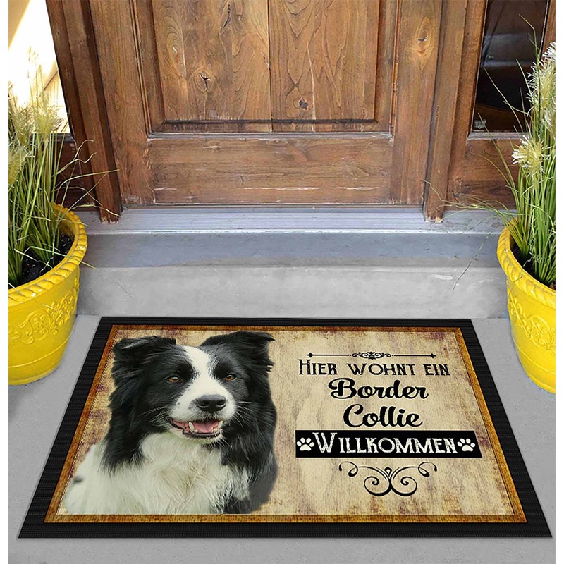 PR Print Royal Door Mat Pets with Dog Picture Border