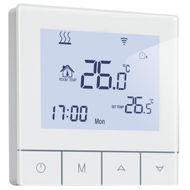 Beok WiFi Thermostat for Gas Boiler and Water Underfloor Heating, Tuya Thermostat Heating, Digital Smart Programmable Room Thermostat with Touchscreen Compatible Alexa, Google Home, 3A TDS75WIFI-WPB