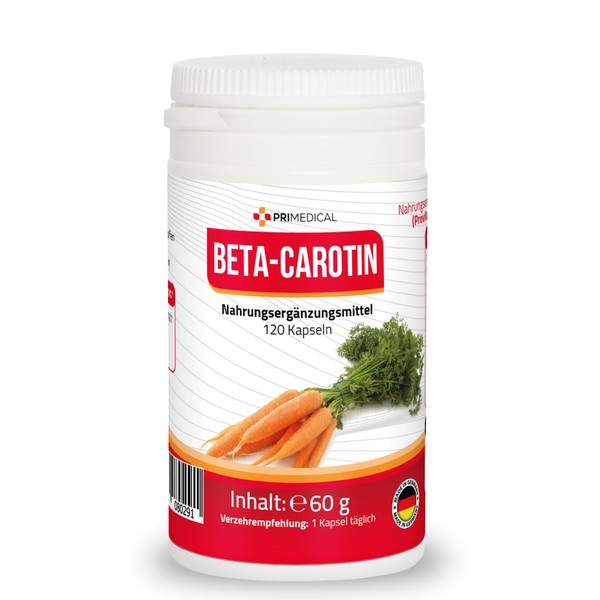 Beta Carotene Capsules Provitamin A Made in Germany 4 Month Pack primedical 1 x 120 Capsules
