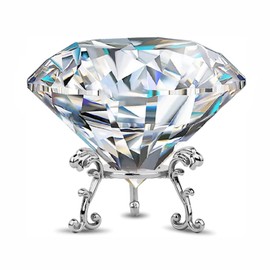 60mm(2.36 in) Large Crystal Diamond Paperweight with Stand Jewels Home Wedding Decorations Centerpieces Decor (Clear)