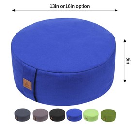 FelizMax Zafu Buckwheat Meditation Cushion,D=33cm/41cm H=14cm,Round Zabuton Meditation Pillow,Yoga Bolster Kneeling Pillow Premium Yoga Pillow Sitting on Floor Zippered Cotton Cover-33cm, Blue