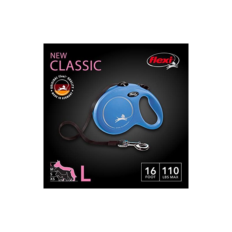 Flexi Correa retráctil clásica para Perro (Cinta), 16 pies, Grande,