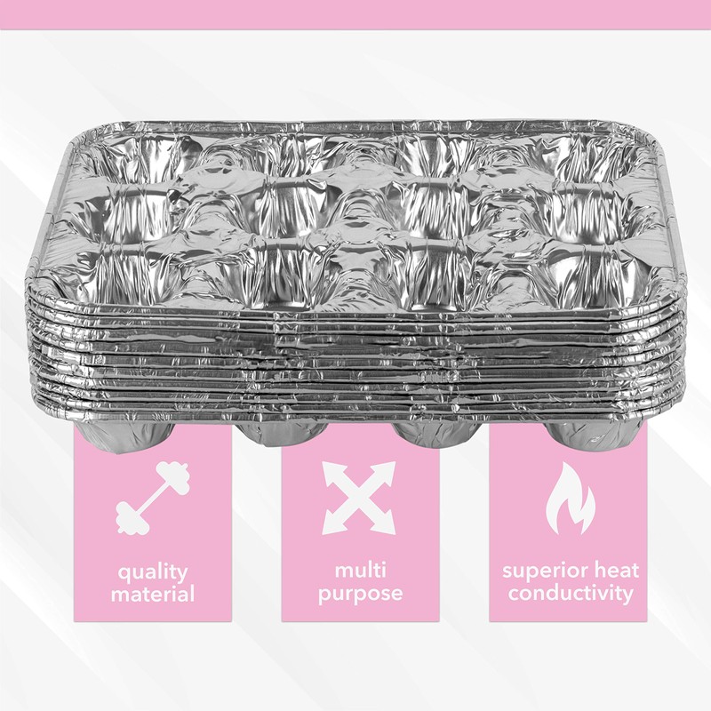 PLASTICPRO Aluminum Foil Muffin Pans Reusable and Disposable, Holds 12