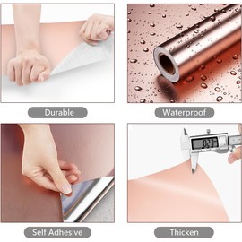YENHOME 17.7"X393" Rose Gold Contact Paper for Cabinets Stainless Steel Contact Paper for Appliances Refrigerator Wrap Metallic Countertop Peel and Stick Waterproof Self Adhesive Metallic Wallpaper