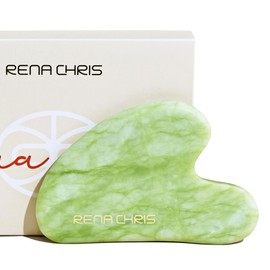 Rena Chris Gua Sha Facial Tools, Natural Jade Stone Guasha, Manual Massage Sticks for Jawline Sculpting and Puffiness Reducing, Gua Sha Scraping Massage Tool, Skin-Care Gift (Mint Green)