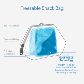 PackIt Freezable Snack Bag, Gray Fog, Built with EcoFreeze® Technology, Foldable, Reusable, Zip Closure, Designed for Keeping Snakcs Fresh On The Go, and Adults of All Ages