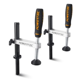 POWERTEC 71530-P2 Workbench Holdfast Clamp for Woodworking, Adjustable Hold Down Clamping, Bench Dog Clamp for 3/4 Inch (19mm) Dog Hole MFT Table, 2 Pack