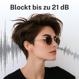 CUXCES Noise Cancelling Ohrstöpsel zum Schlafen, für Konzerte & Flugzeug – Gehörschutz Konzert & Alltag - Gehörschutzstöpsel reduziert Lärm um 21 dB – Earplugs Festival – 4 Größen - Rosa