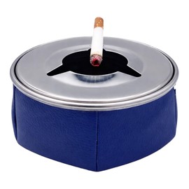 Butt Bat Stainless Windproof Faux Leather Bean Bag Sandbag Ashtray Non Stitched, Blue