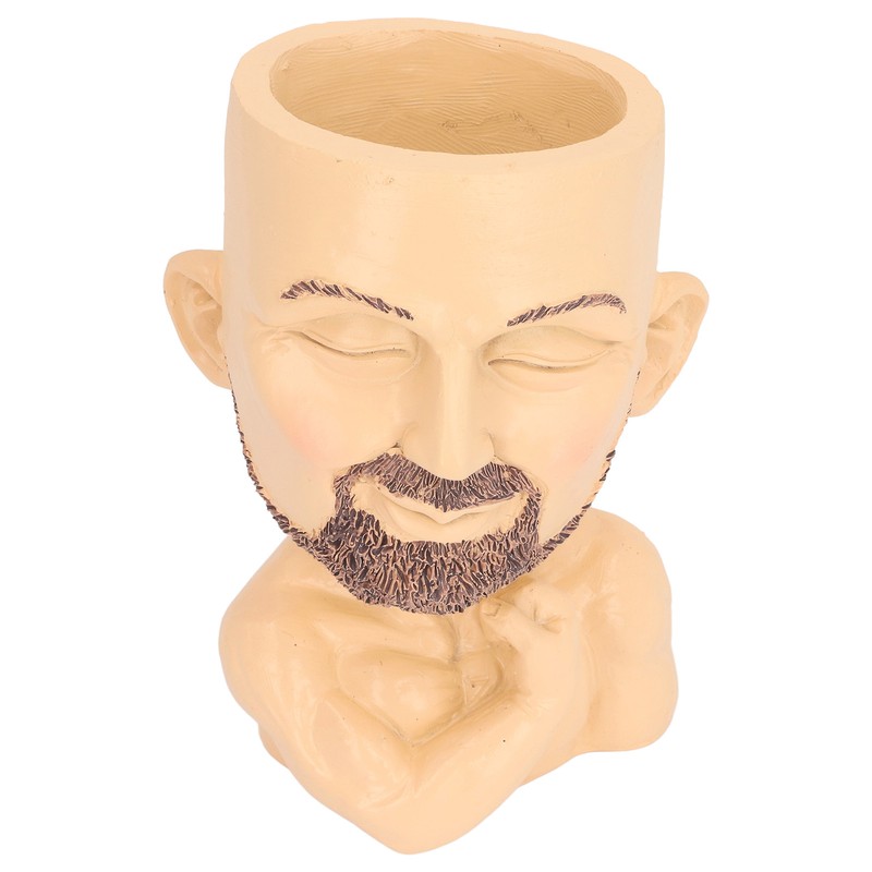 Face Planter Pot with Drainage Hole Man Face Flower Pot
