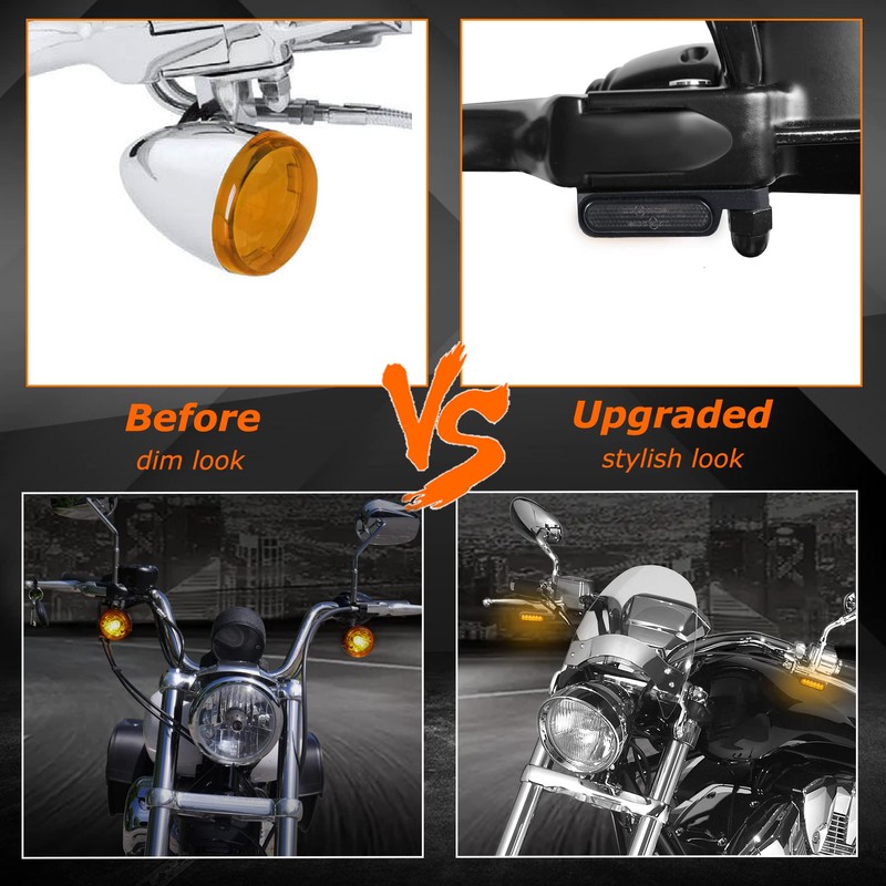 QUASCO Universal Motorcycle Turn Signals Sequential Front Led Blinkers Amber