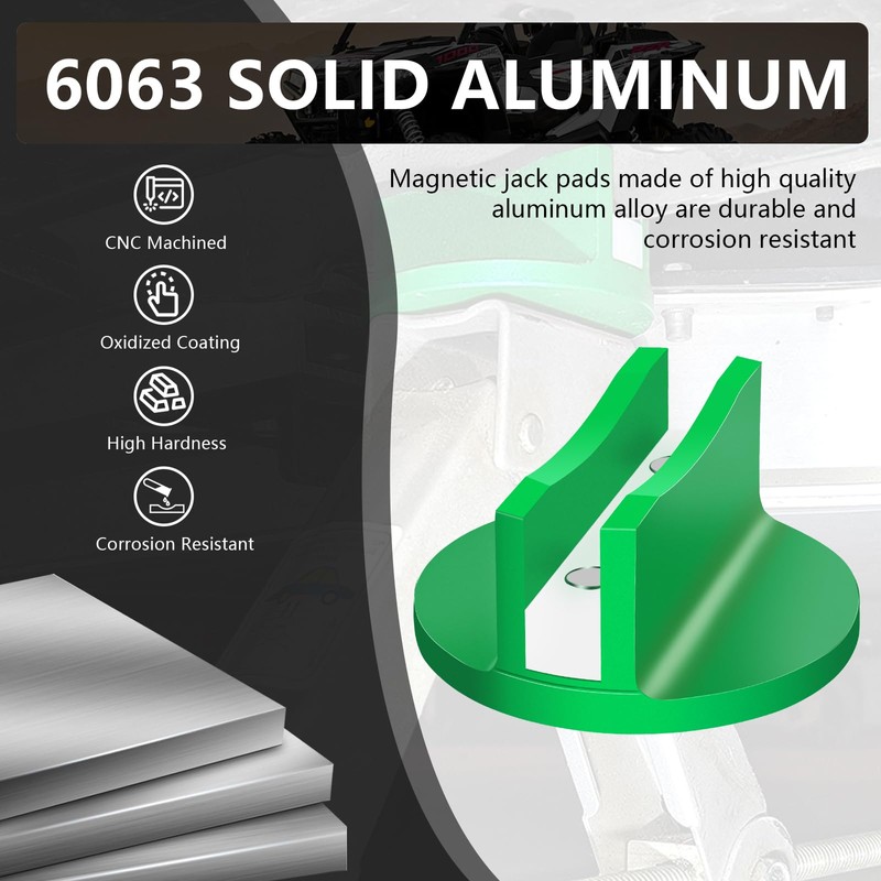 Chelhead Green Magnetic Frame Rail Floor Jack Pad Universal Aluminum