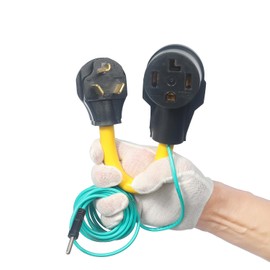 3 Prong to 4 Prong Dryer Adapter 30 Amp 125/250V,NEMA 10-30P to 14-30R Plug Adapter with Safety Ground Wire,for Connecting 4-Prong New Electric Dryer to Old Style 3-Prong Receptacle,10/3 STW 12-inch