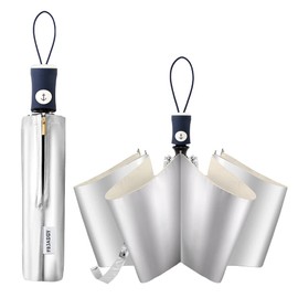 FDJASGY Silver Coating Layer Fabric Blocking UV 99.9% Sun Umbrella Compact Folding Travel Umbrella Automatic Folding Windproof Umbrellas For Men and Women (Beige)