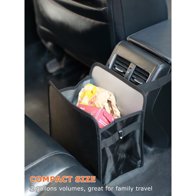 Ginsco 2 Gallons Open-Top Car Trash Can, Hanging Leakproof Car