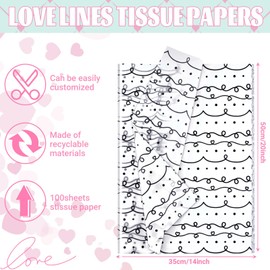 100 Sheets 20 * 14 Inches Squiggles and Dots Tissue Paper for Gift Wrapping, Black White Swirl Dots Tissue Paper for Gift Bags for Birthday Baby Shower Wedding DIY Craft
