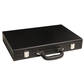 16-inch Premium Backgammon Set - Medium Size - Black Board, Scarlet Red and Patriot Blue Points