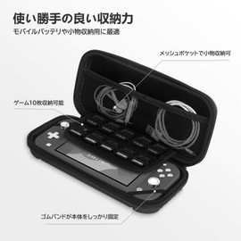 Switch Lite Case, Switch Light, Carrying Case, Hard Pouch, Storage Bag, Holds 10 Game Cards, Dustproof, Dirt-Proof, Shockproof, Full Protection, Black