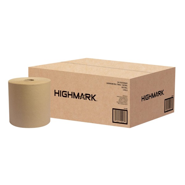 Highmark® Hardwound Paper Towels, 8" x 800', 100% Recycled, Natural, Case Of 6 Rolls