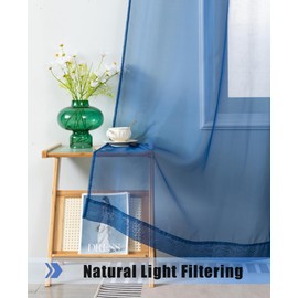 WPM WORLD PRODUCTS MART Drape/Panels/Scarves/Treatment Beautiful Sheer Voile Window Elegance Curtains Scarf for Bedroom & Kitchen Fully Stitched and Hemmed (Royal Blue, 38" Inch x 216" Inch)