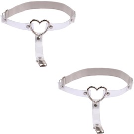 FM FM42 Transparent PU Simulated Leather Love Heart O-Ring with Anti-Slip Clips Adjustable Elastic Garter