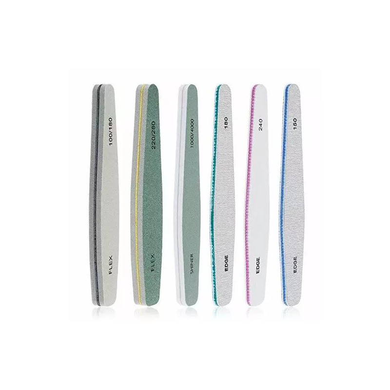 TIKA 6 Pcs Double-Sided Nail Files Set - 100/180 Grit