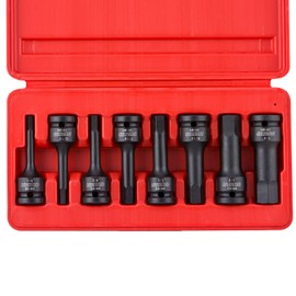 NEIKO 01137B 1/2-Inch-Drive Allen Socket Set, 3-Inch Length, 1/2-Inch Impact Hex-Bit Socket Set, SAE Hex Driver 1/4" to 3/4", CrMo Steel, Impact-Grade, 8-Piece Set