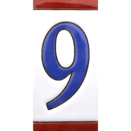 House numbers 4 inch. Handpainted house number tiles for signs, addresses and names. Address numbers for houses. House address numbers and letters. Design USA FLAG 4,29" x 2,13" (NUMBER NINE "9")