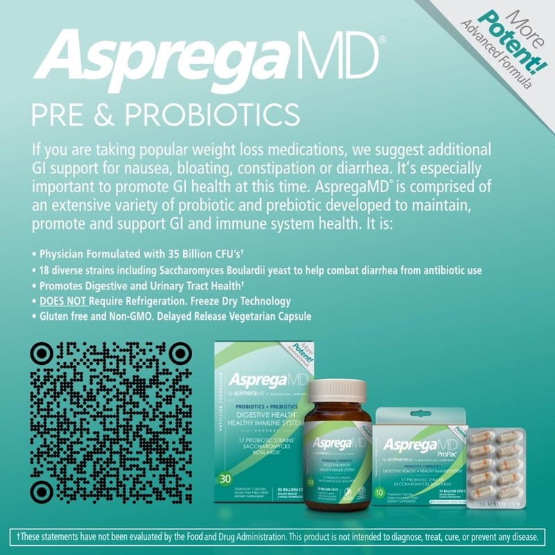 ScimeraMD® Asprega ProPac Probiotics and Prebiotics Supplement for Digestive Health