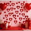 40 Pcs Valentine's Day Decorations Glitter Red Heart Hanging Swirls