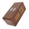 Wooden Digital Alarm Clock Yellow LED Display Adjustable Dimmer Weekday