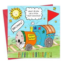 Twizler Childrens Birthday Card with Choo Choo Train Design - Funny Joke Childrens Happy Birthday Card - Kids Birthday Card for Boy or Girl