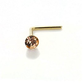 jewellerybox 9ct Yellow Gold 2mm Aurora Borealis Crystal Nose Stud L Pin